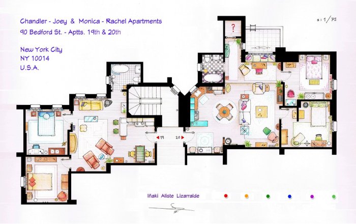 Το σπίτι της Monica και της Rachel δεξιά, του Chandler και του Joey αριστερά