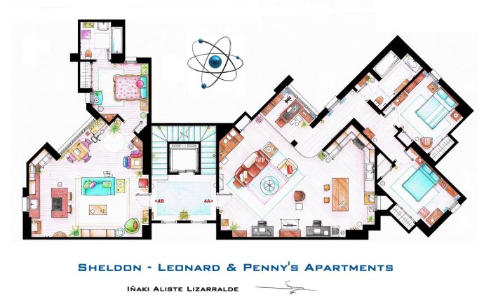 To σπίτι του Sheldon και του Leonard από το Big Bang Theory δεξια, της Penny αριστερά. Γιατί το καλό σπίτι είναι πάντα δεξιά;